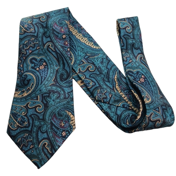 Camden Court Other - Vintage Camden Court Paisley Blue Teal Mens Tie 58" Made in USA